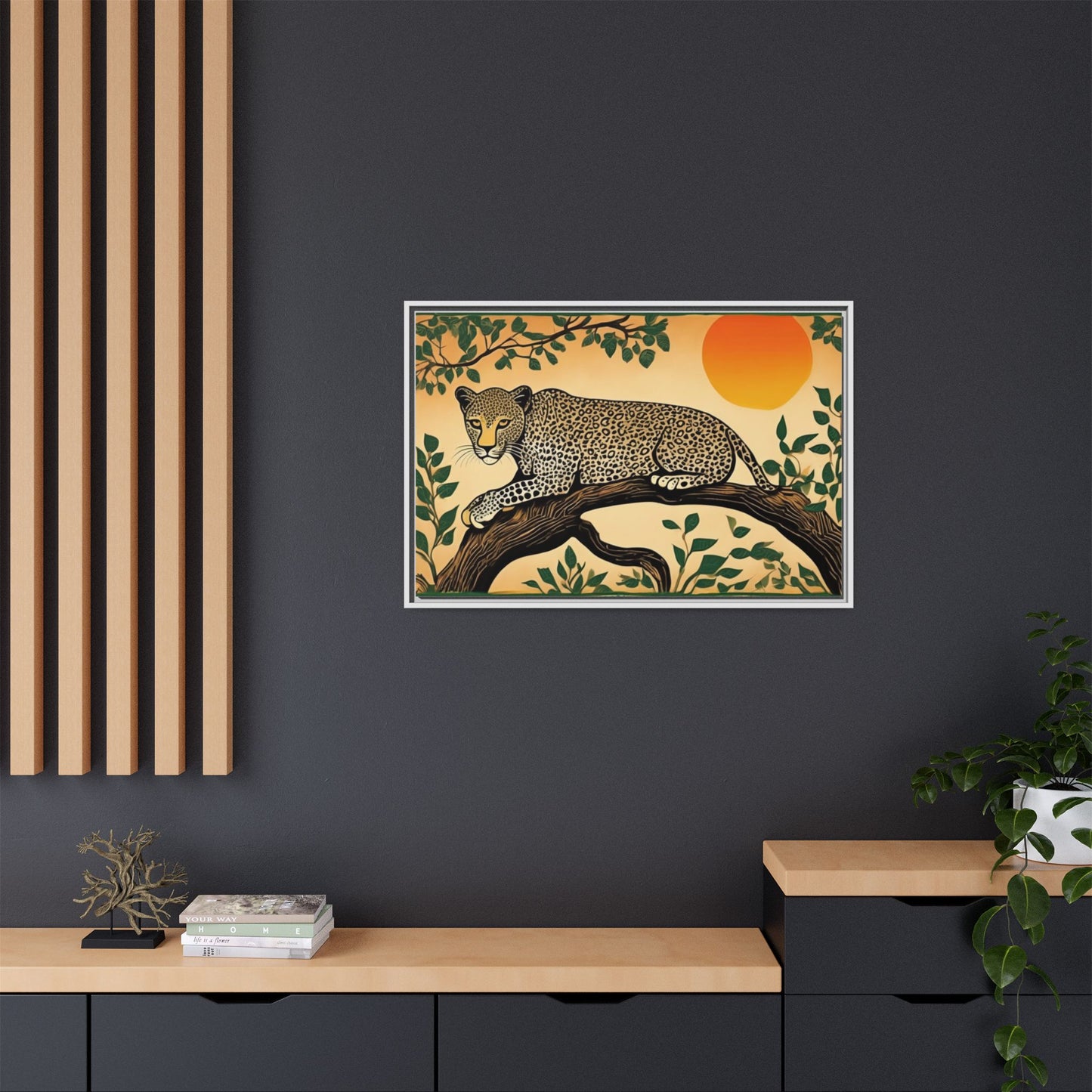 Cheetah in the Trees – Wooden Frame Canvas Print | Artloom Gallery