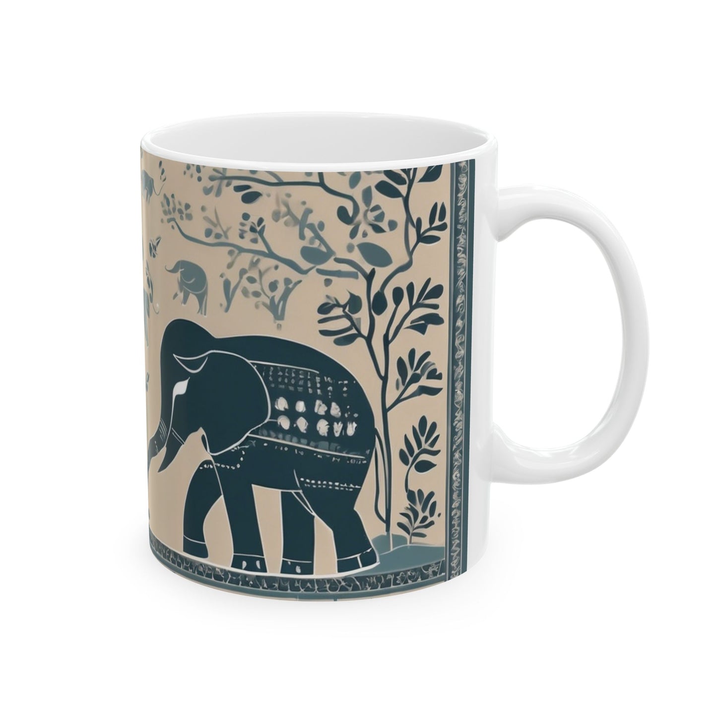 Coffee Mug – Madhubani Painting of Elephants at Play