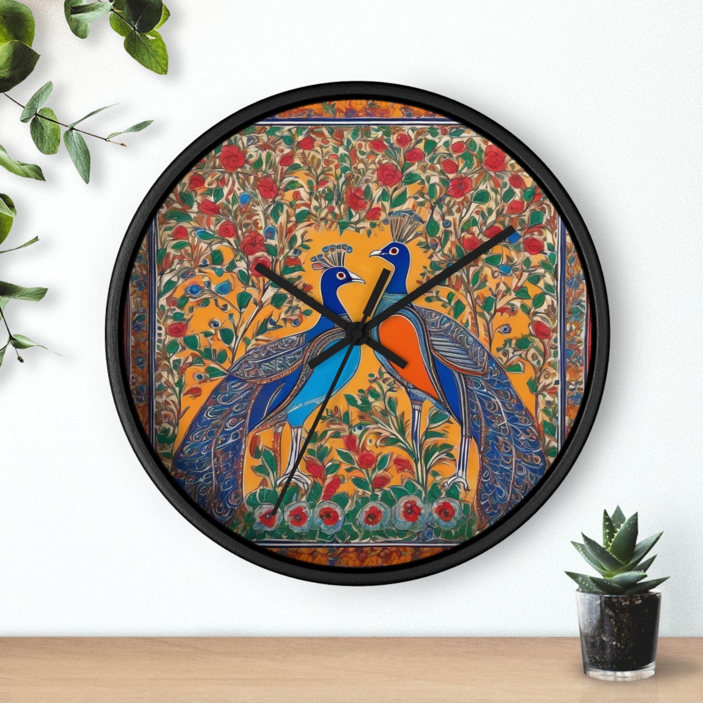Auspicious Peacocks – Boho Wall Clock | Artloom Gallery