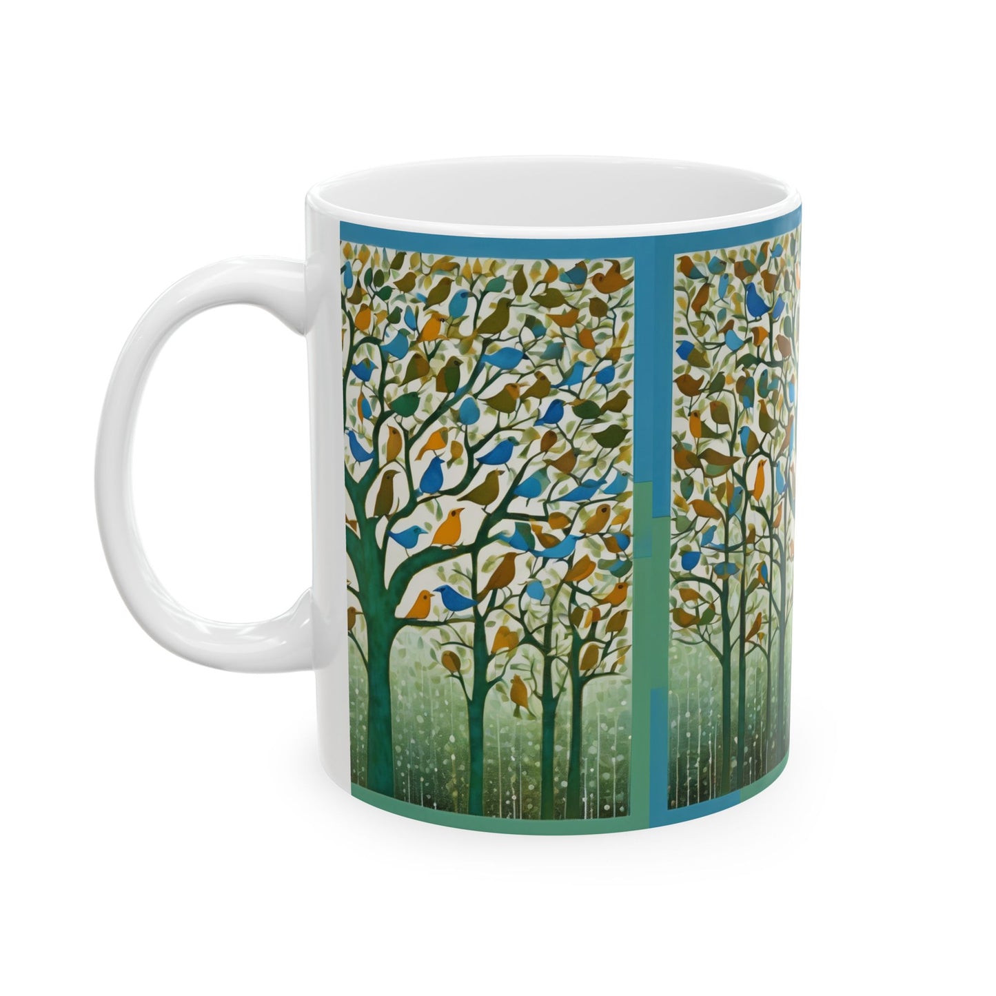Gond Art – Birds Singing in the Rain | Ceramic Mug | Artloom Gallery