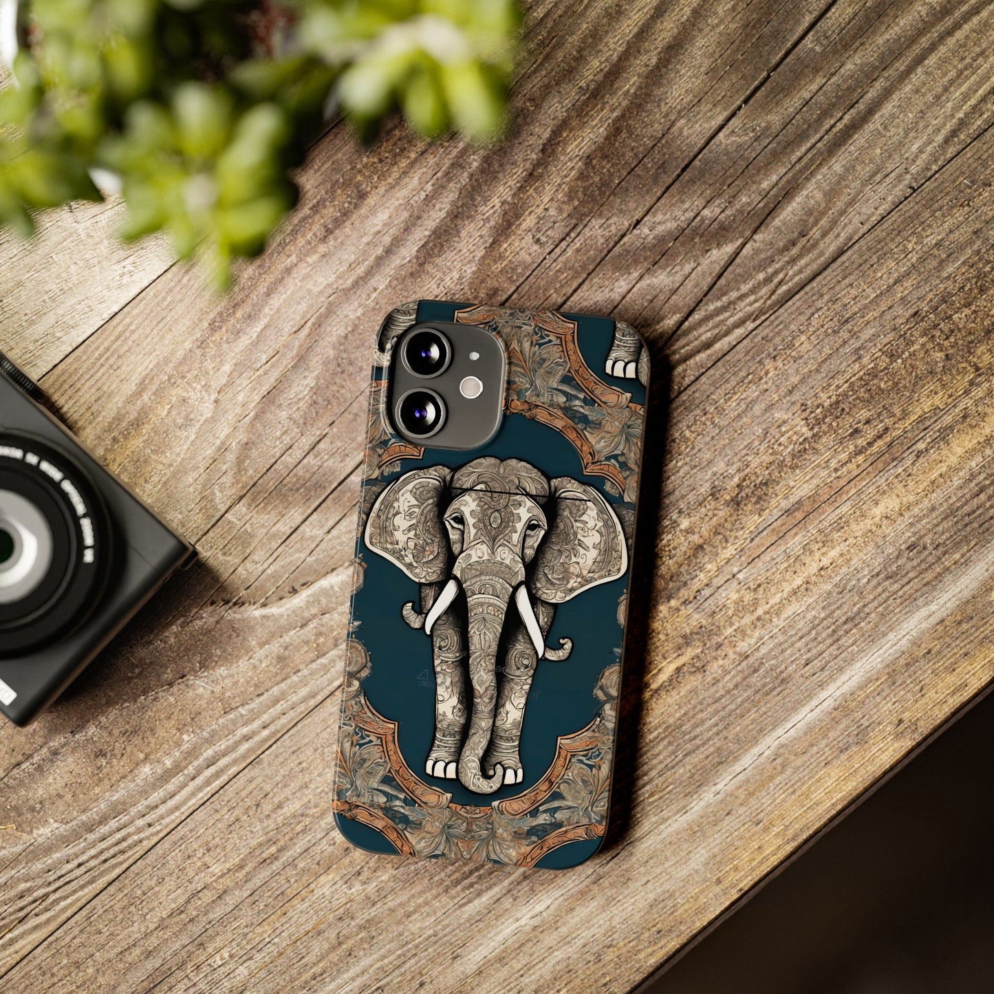 Majestic Elephant Mandala Pattern Art Slim Phone Case | Artloom Gallery