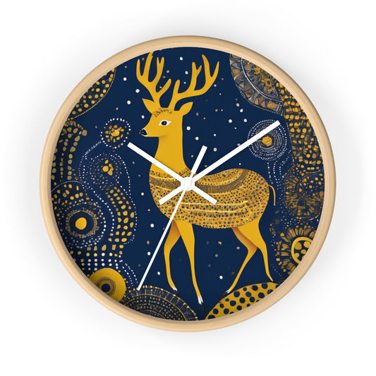 Majestic Deer – Gond Tribal Wall Clock | Artloom Gallery