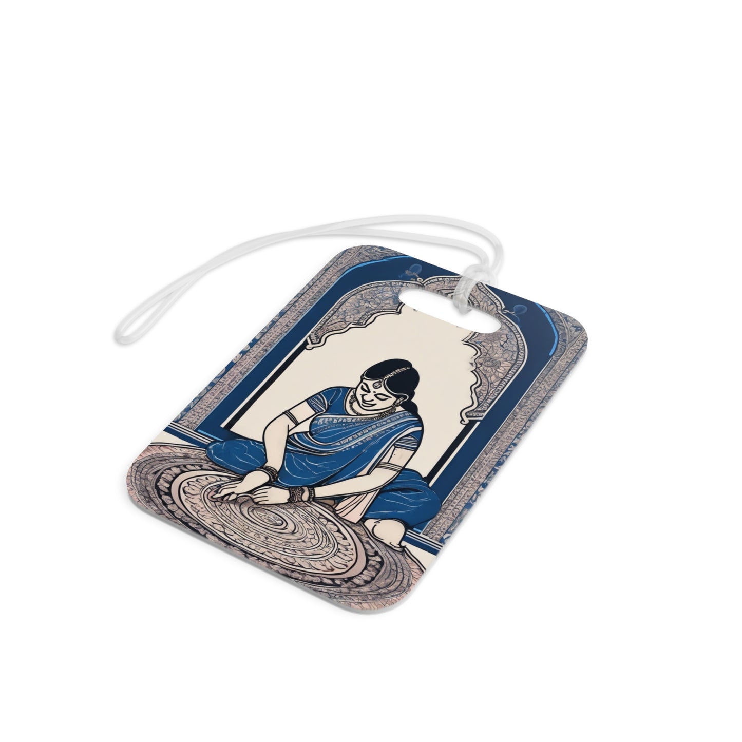 Kalamkari Art Woman Making Kolam – Luggage Tag | Artloom Gallery