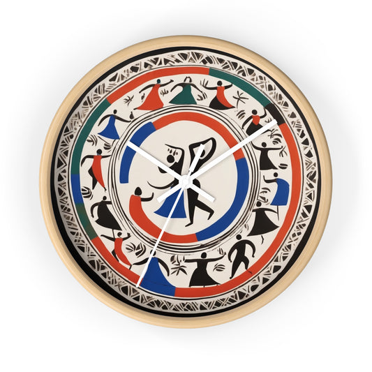 Rhythms of Time – Warli Tribal Wall Clock | Artloom Gallery