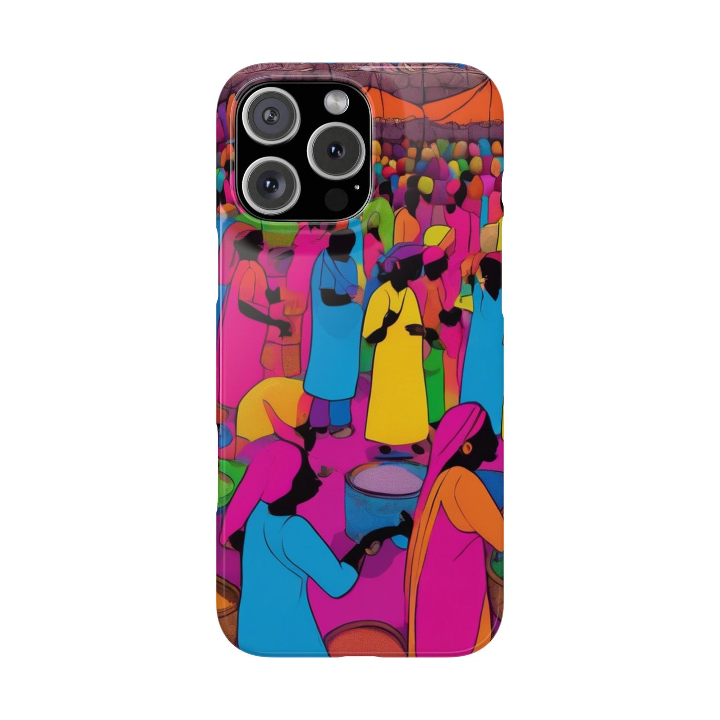 Festive Colors at the Bazaar – Bold and Vibrant Art Slim Phone Case | Artloom Gallery