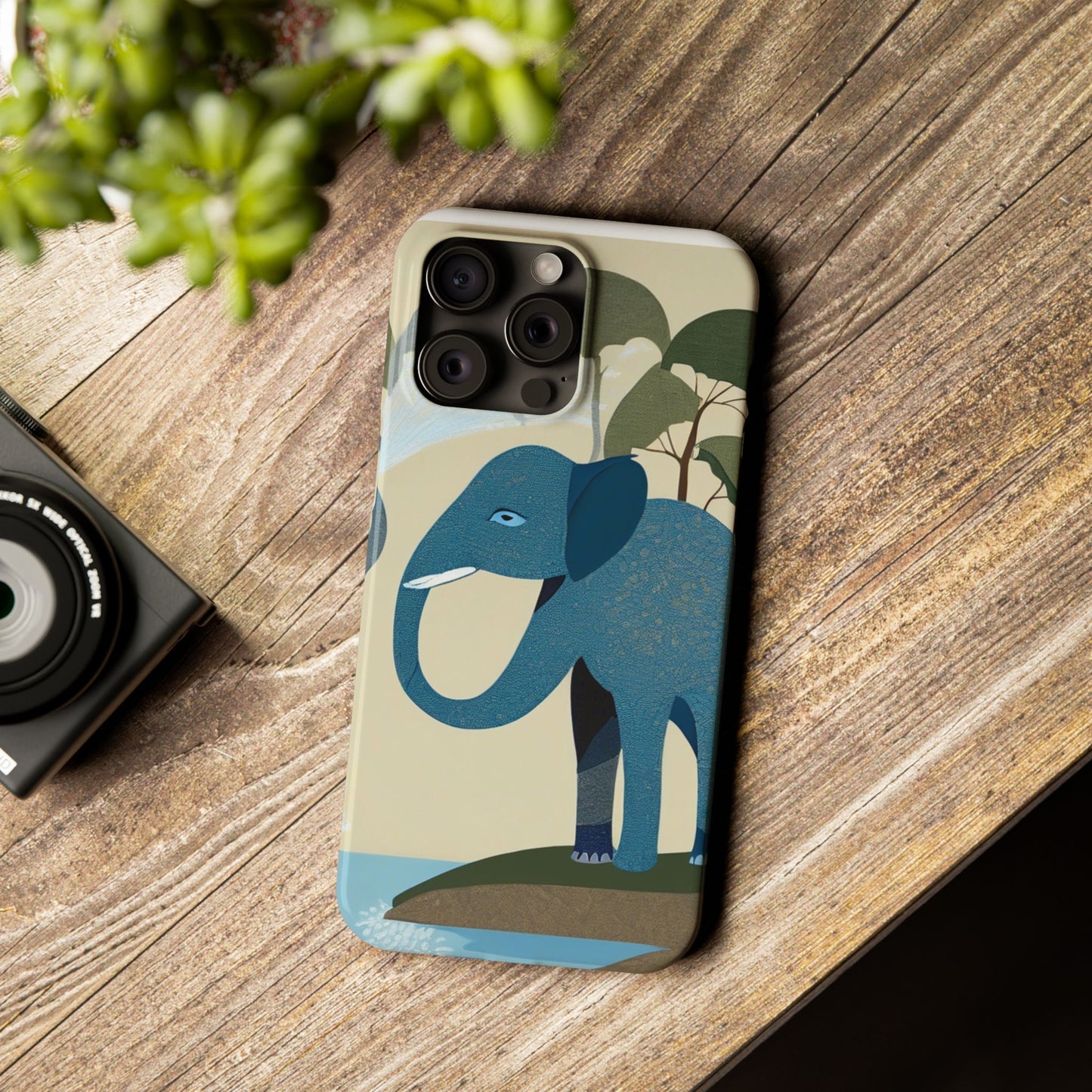 Playful Elephant Art Slim Phone Case | Artloom Gallery
