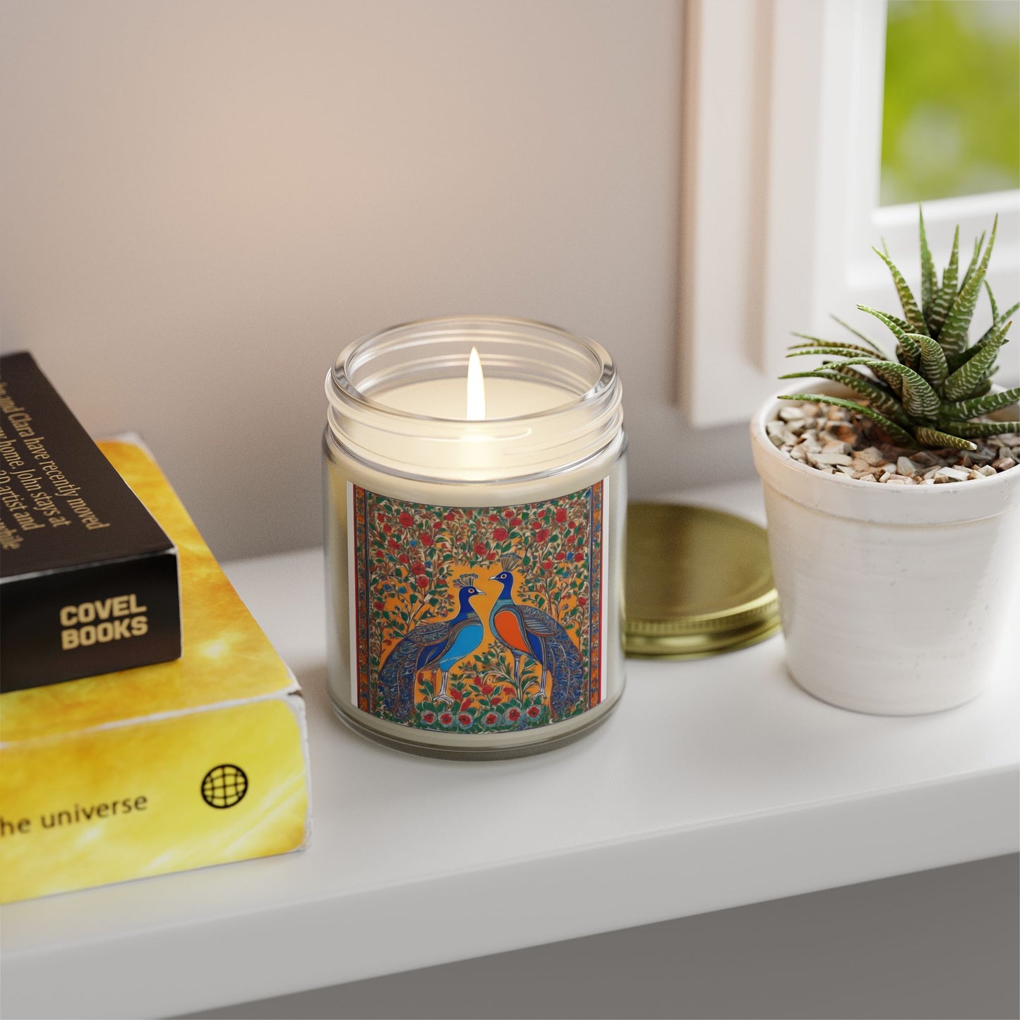 Auspicious Peacocks Scented Candle (4oz, 9oz) | Artloom Gallery
