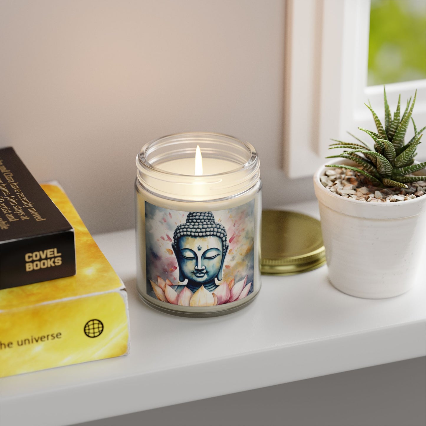 Serene Buddha in Water Color Scented Candle (4oz, 9oz) | Artloom Gallery