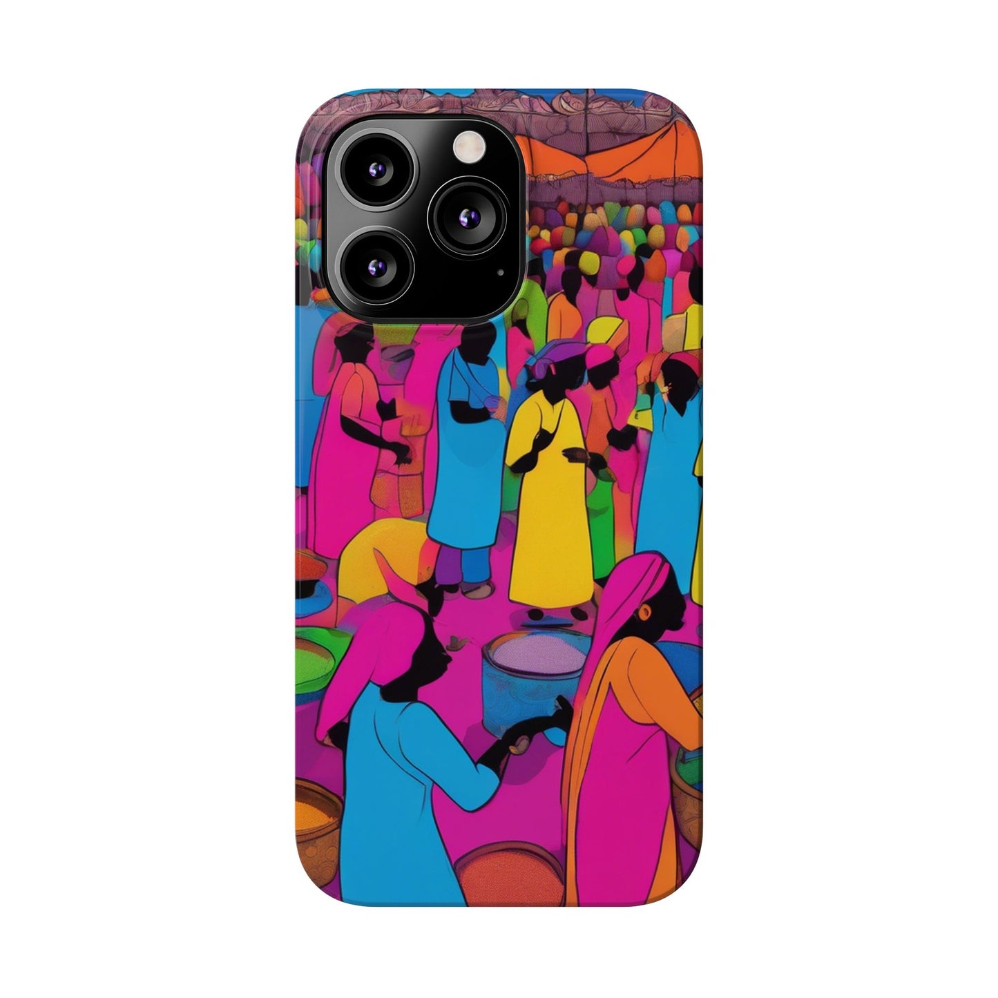 Festive Colors at the Bazaar – Bold and Vibrant Art Slim Phone Case | Artloom Gallery