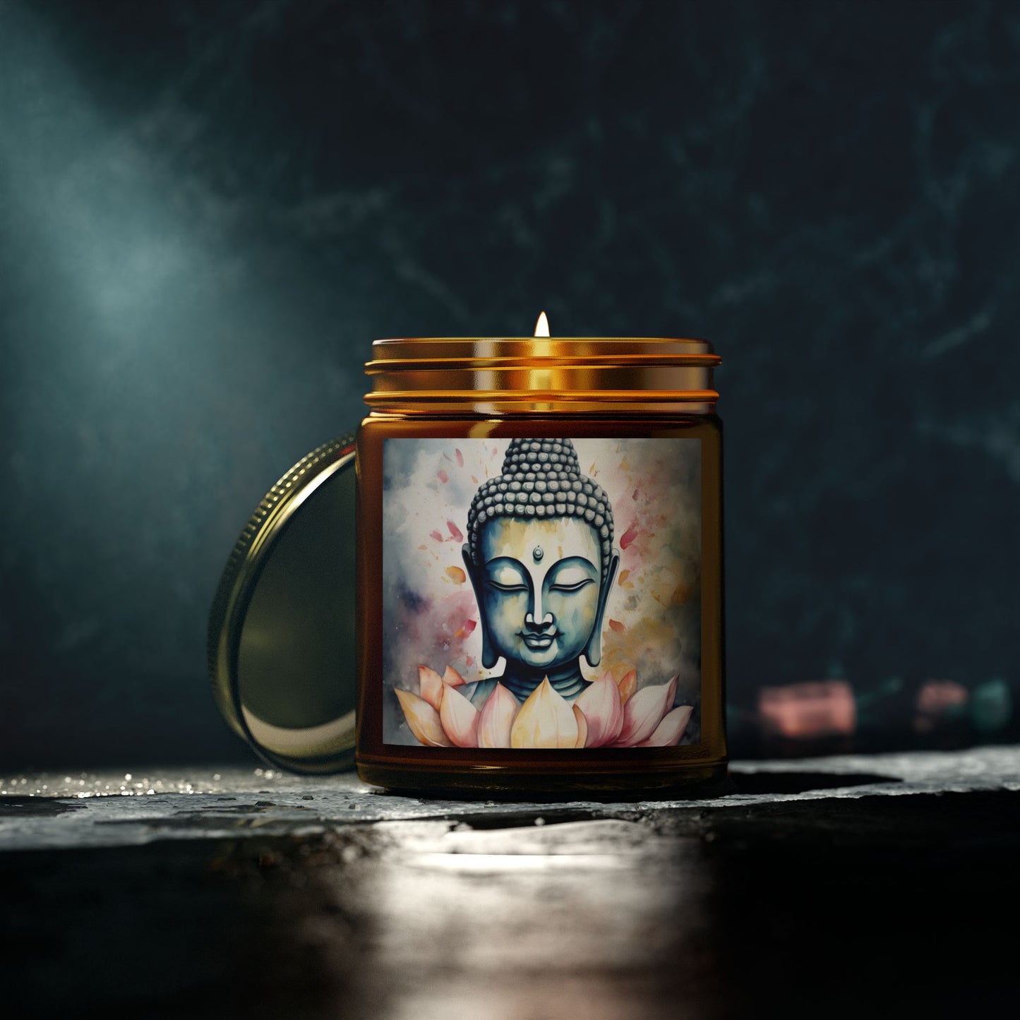 Serene Buddha in Water Color Scented Candle (4oz, 9oz) | Artloom Gallery