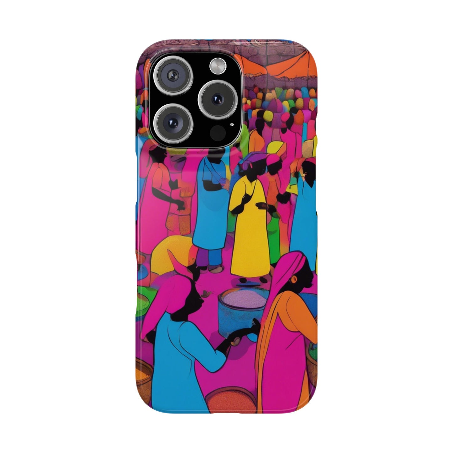 Festive Colors at the Bazaar – Bold and Vibrant Art Slim Phone Case | Artloom Gallery