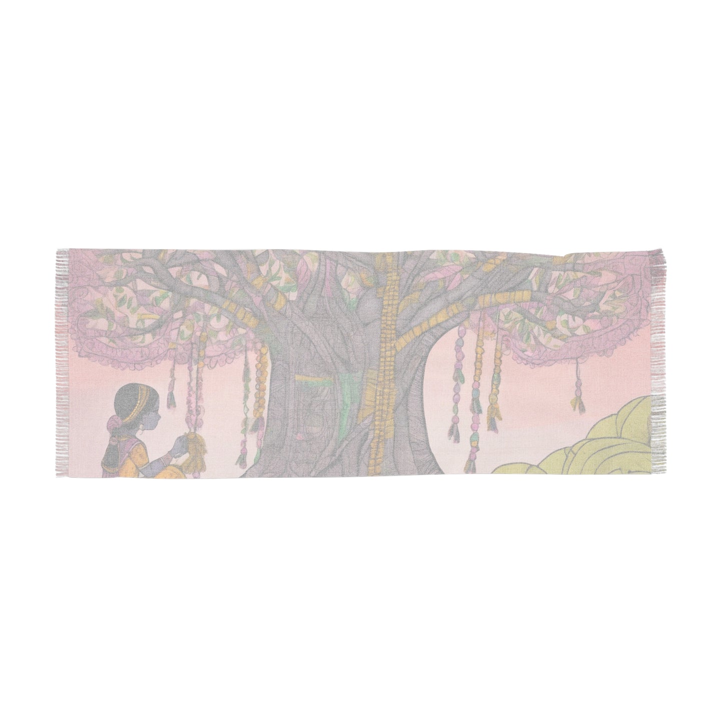 Good Luck Wishing Tree – Madhubani Print - Light Scarf (27x71 in) | Artloom Gallery