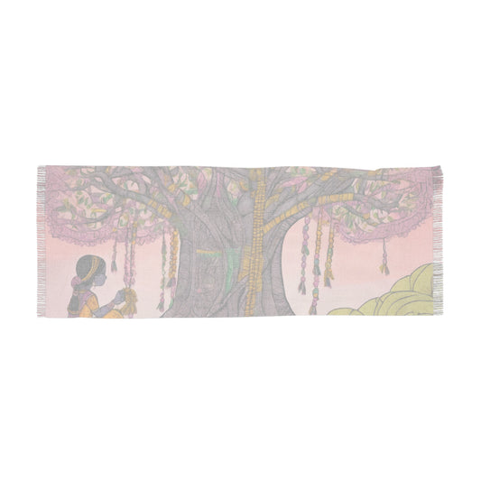 Good Luck Wishing Tree – Madhubani Print - Light Scarf (27x71 in) | Artloom Gallery