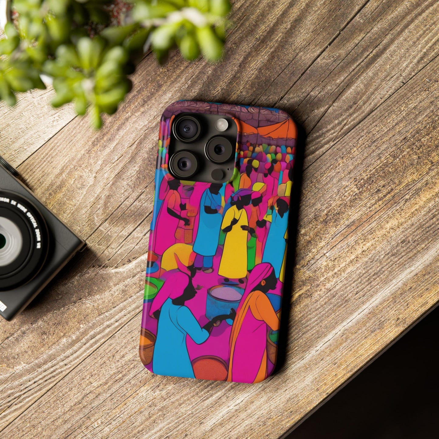 Festive Colors at the Bazaar – Bold and Vibrant Art Slim Phone Case | Artloom Gallery