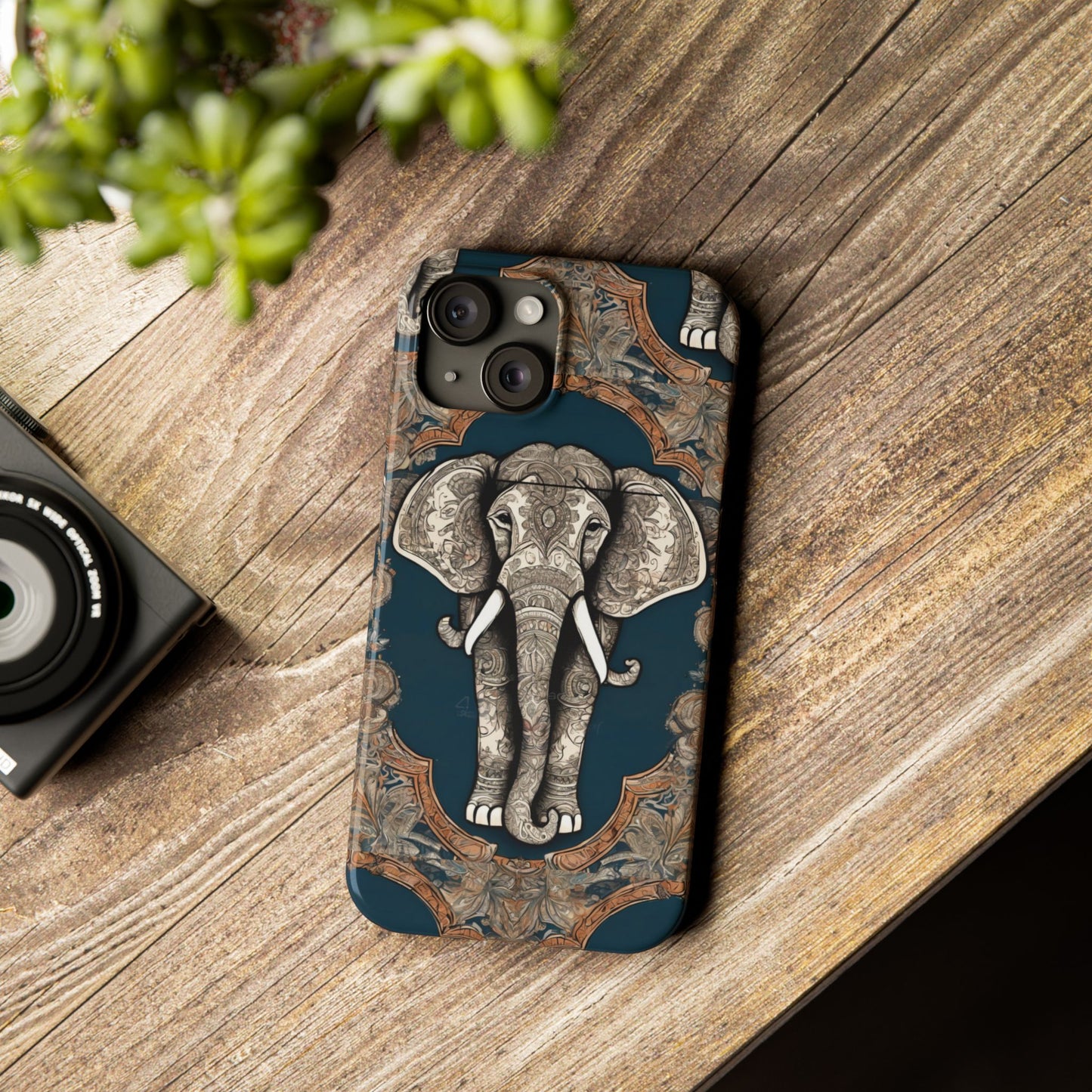 Majestic Elephant Mandala Pattern Art Slim Phone Case | Artloom Gallery