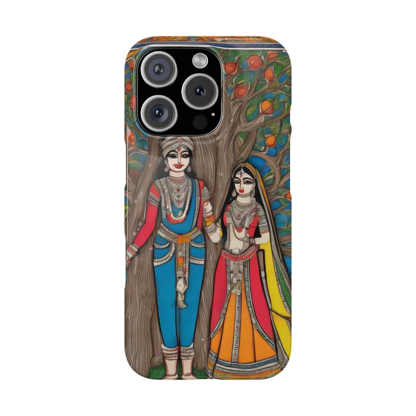 Classic Madhubani Radha Krishna Painting Night Slim Phone Case | Artloom Gallery