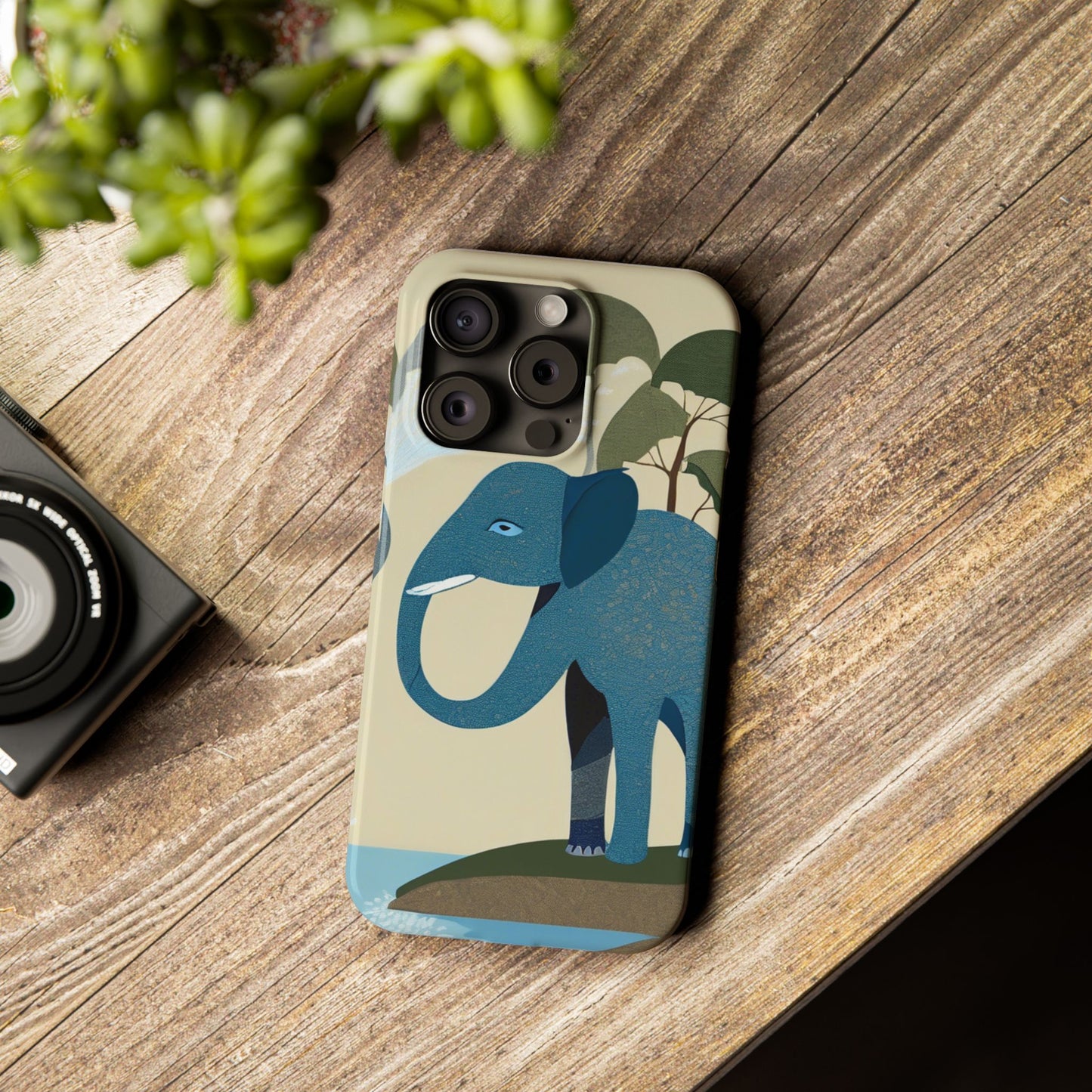 Playful Elephant Art Slim Phone Case | Artloom Gallery