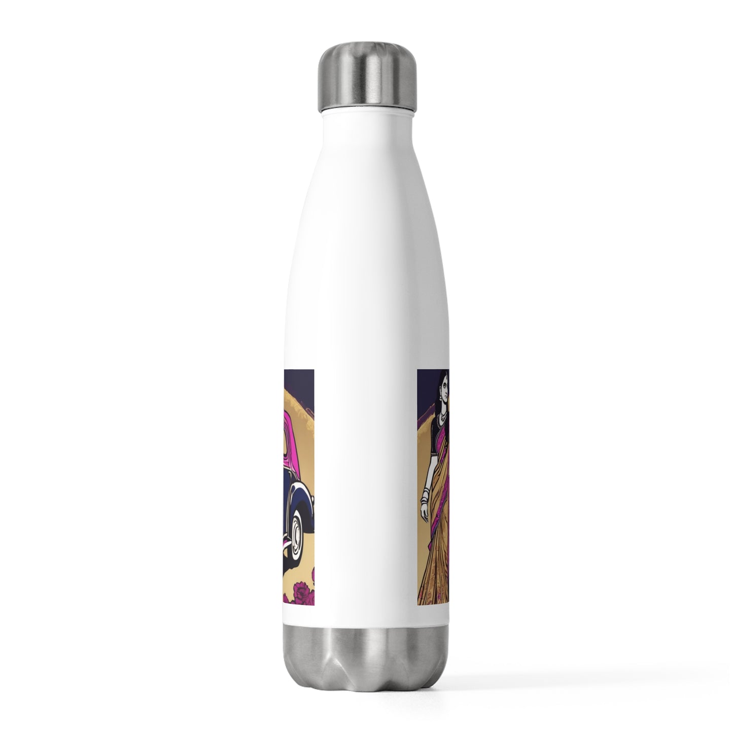 Bollywood Diva – Actress & Vintage Car - Artistic 20oz Insulated Bottle | Artloom Gallery