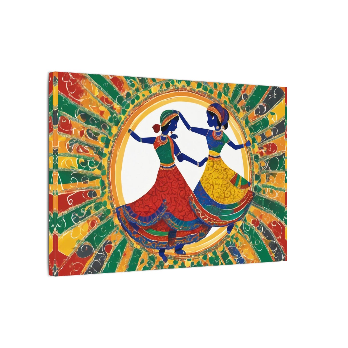 Garba Night Celebration Warli Art Canvas Print | Artloom Gallery
