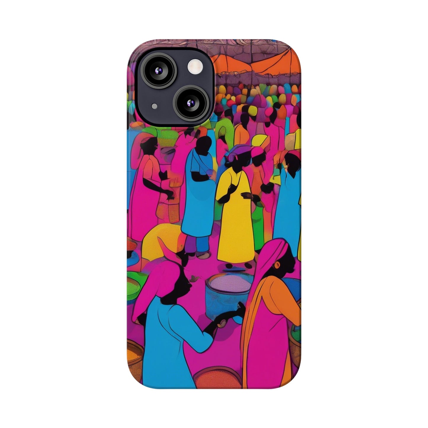 Festive Colors at the Bazaar – Bold and Vibrant Art Slim Phone Case | Artloom Gallery