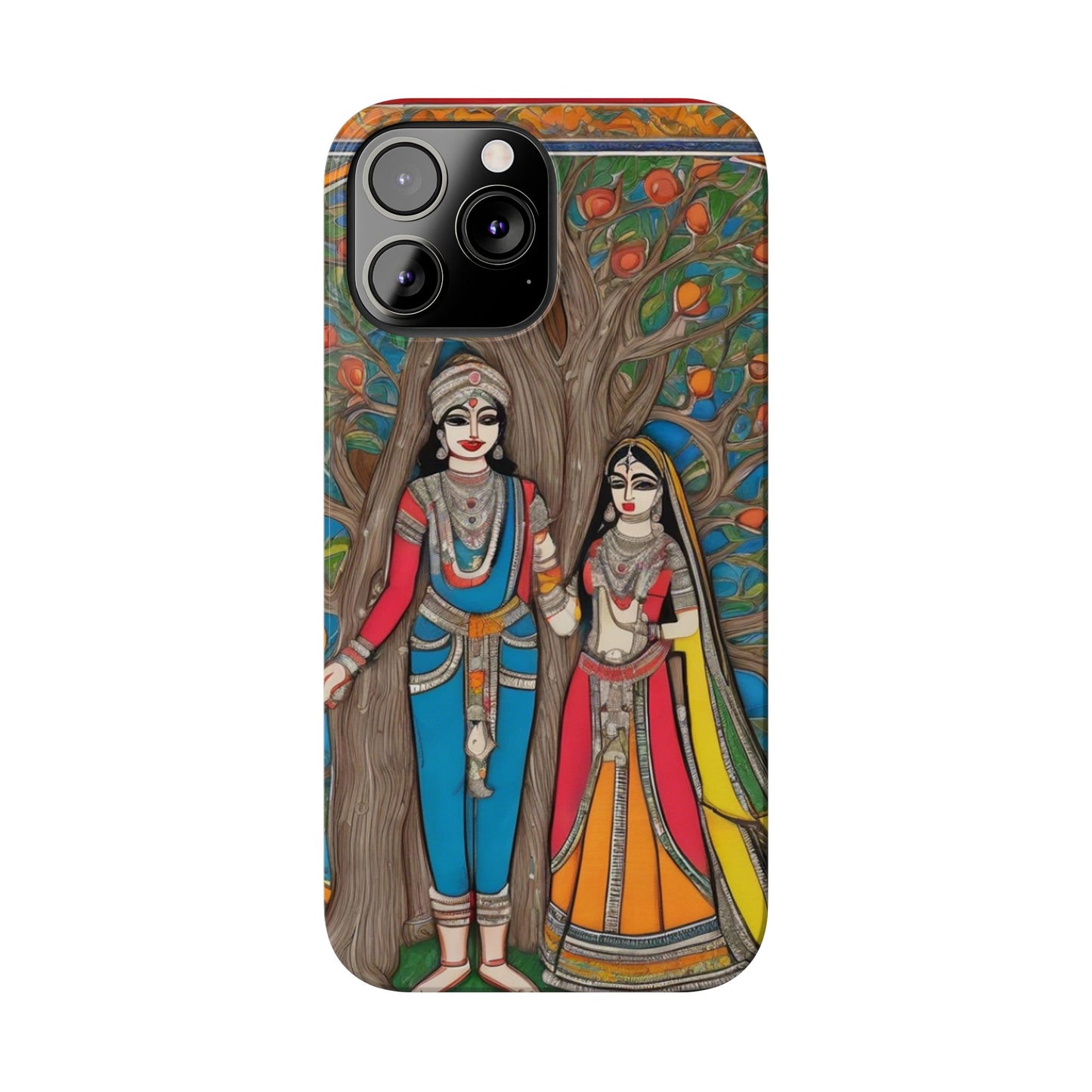 Classic Madhubani Radha Krishna Painting Night Slim Phone Case | Artloom Gallery