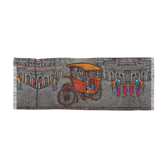 Old Town Charm - Artistic Print – Light Scarf (27x71 in) | Artloom Gallery