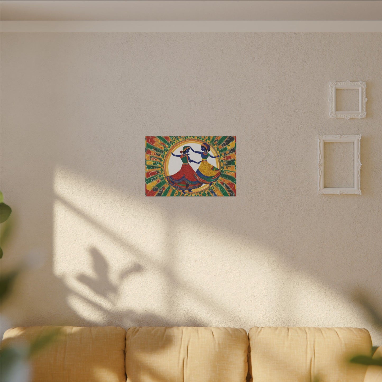 Garba Night Celebration Warli Art Canvas Print | Artloom Gallery