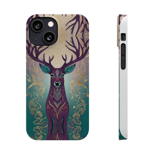 Gond Tribal Art Deer in Forest Slim Phone Case | Artloom Gallery