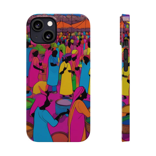 Festive Colors at the Bazaar – Bold and Vibrant Art Slim Phone Case | Artloom Gallery