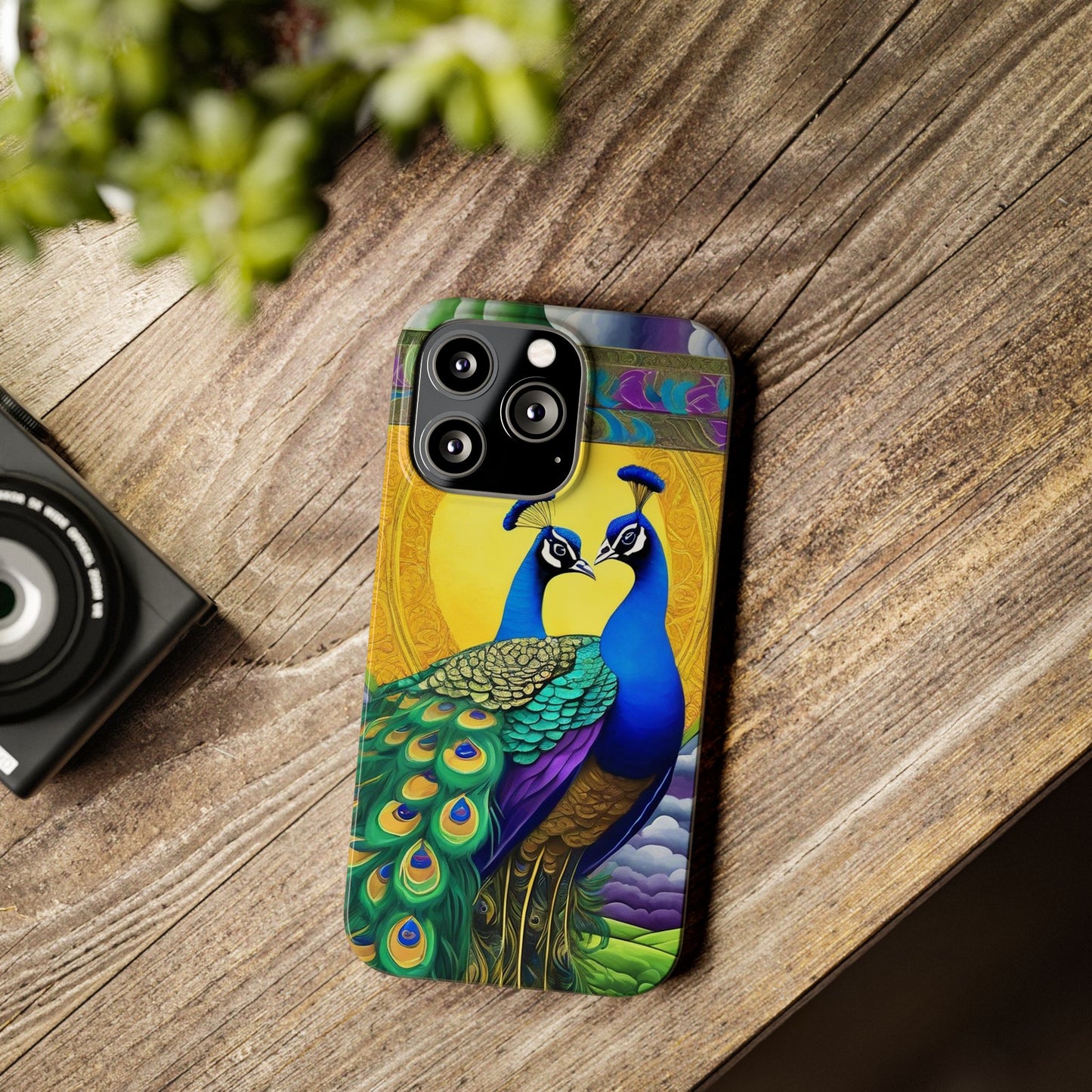 Beautiful Peacocks Slim Phone Case | Artloom Gallery