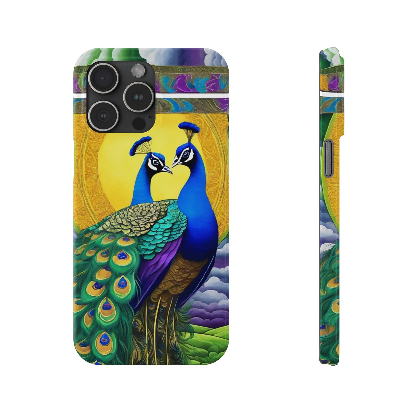 Beautiful Peacocks Slim Phone Case | Artloom Gallery