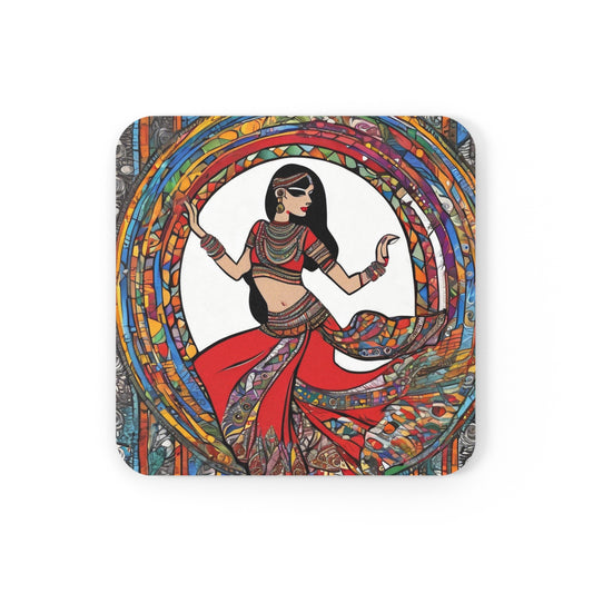 Garba Night Celebration – Coaster Set (Square & Round) | Artloom Gallery
