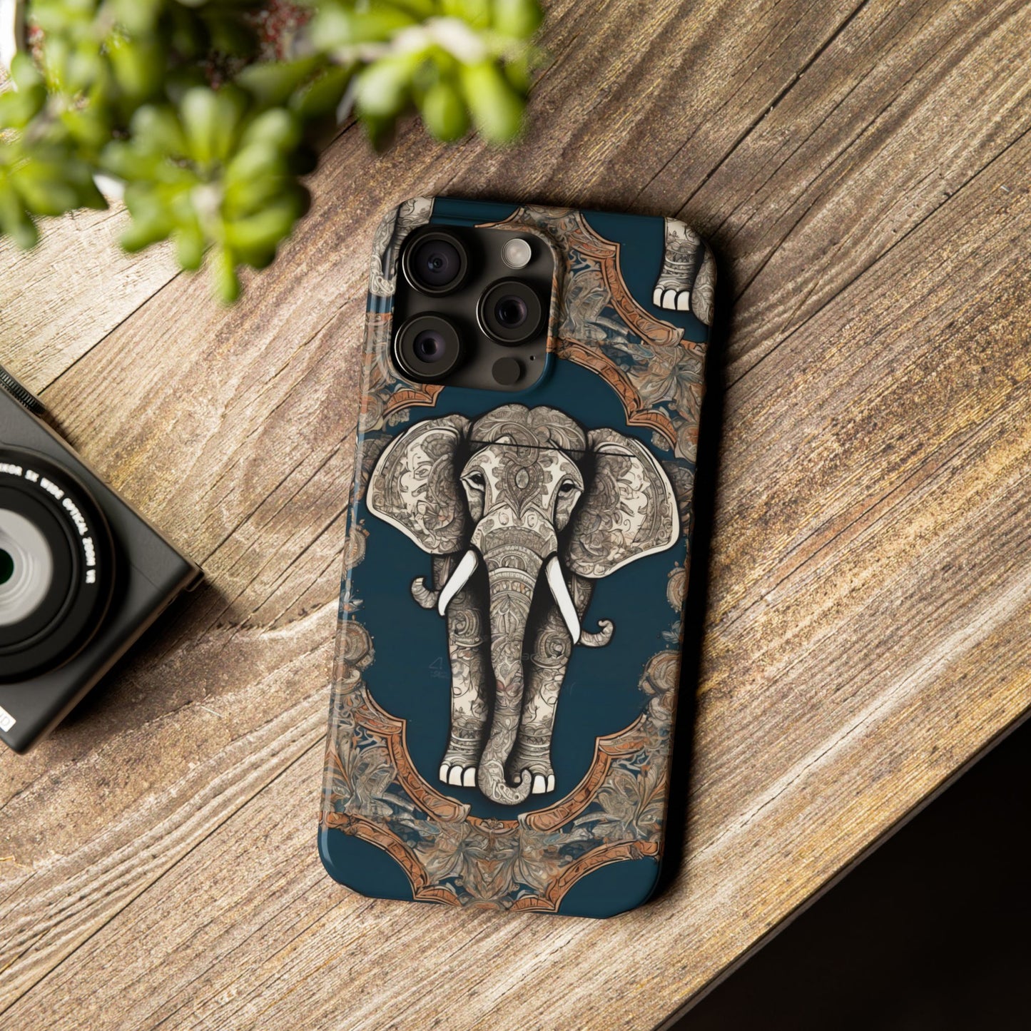 Majestic Elephant Mandala Pattern Art Slim Phone Case | Artloom Gallery