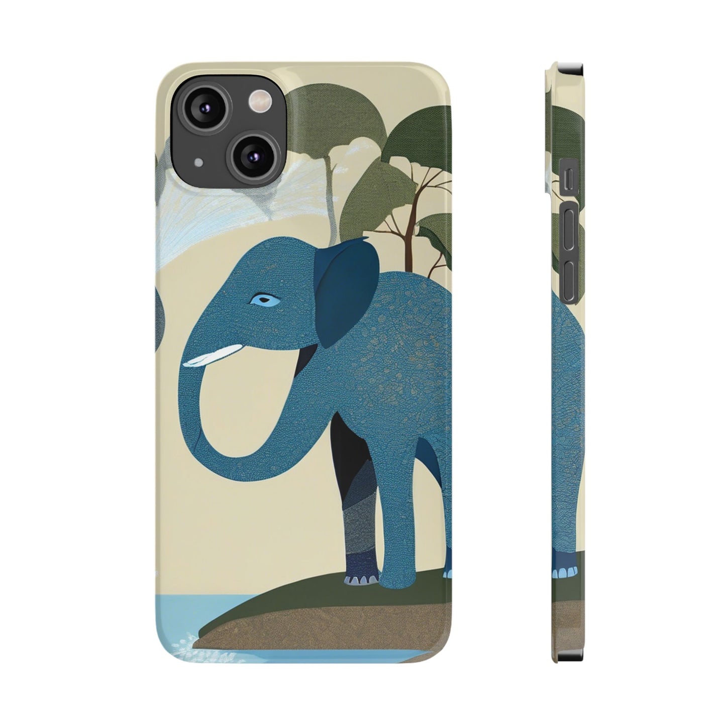 Playful Elephant Art Slim Phone Case | Artloom Gallery