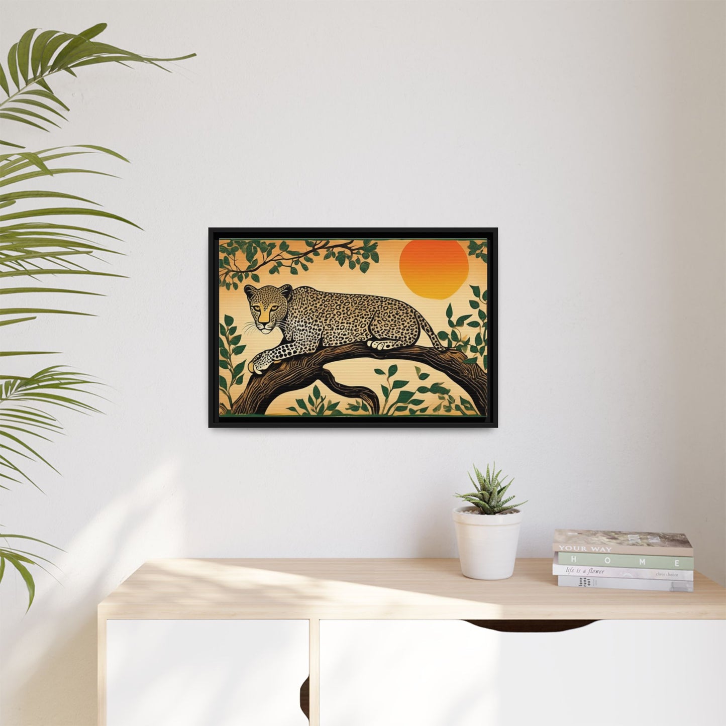 Cheetah in the Trees – Wooden Frame Canvas Print | Artloom Gallery