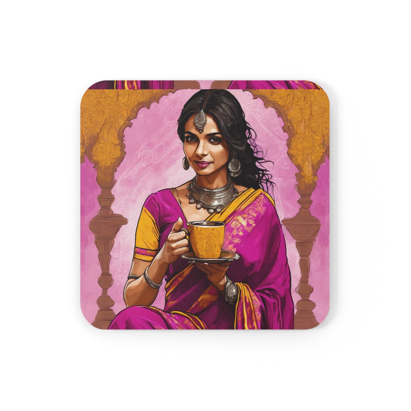 Bollywood Chai Party – Coaster Set (Square & Round) | Artloom Gallery