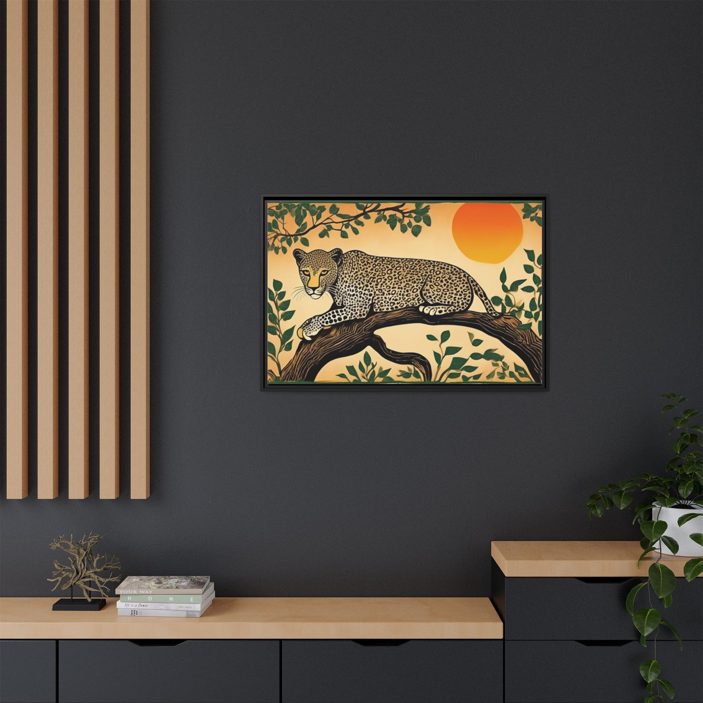 Cheetah in the Trees – Wooden Frame Canvas Print | Artloom Gallery