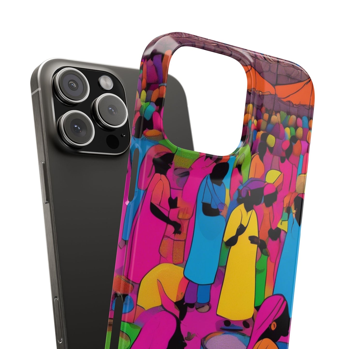 Festive Colors at the Bazaar – Bold and Vibrant Art Slim Phone Case | Artloom Gallery