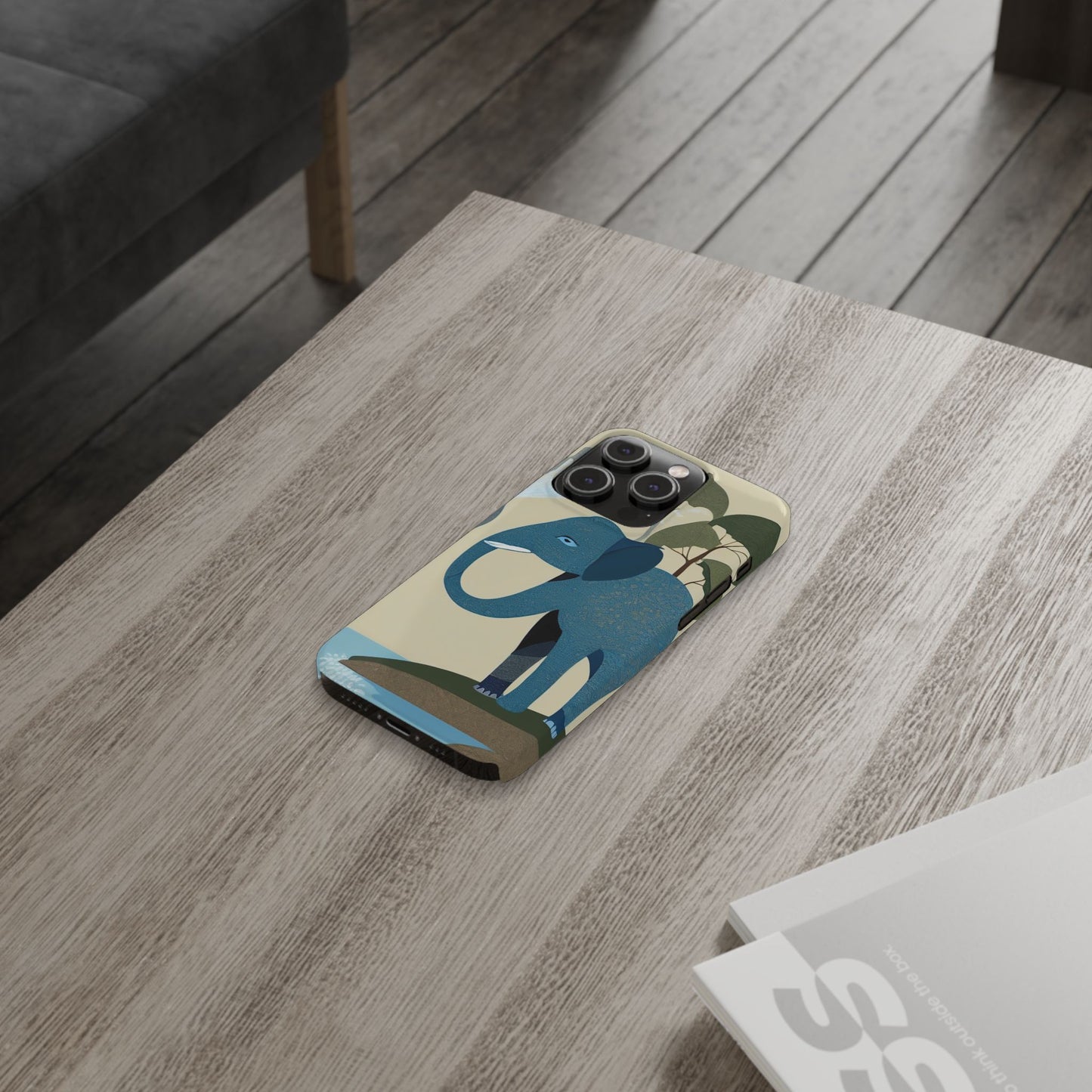 Playful Elephant Art Slim Phone Case | Artloom Gallery