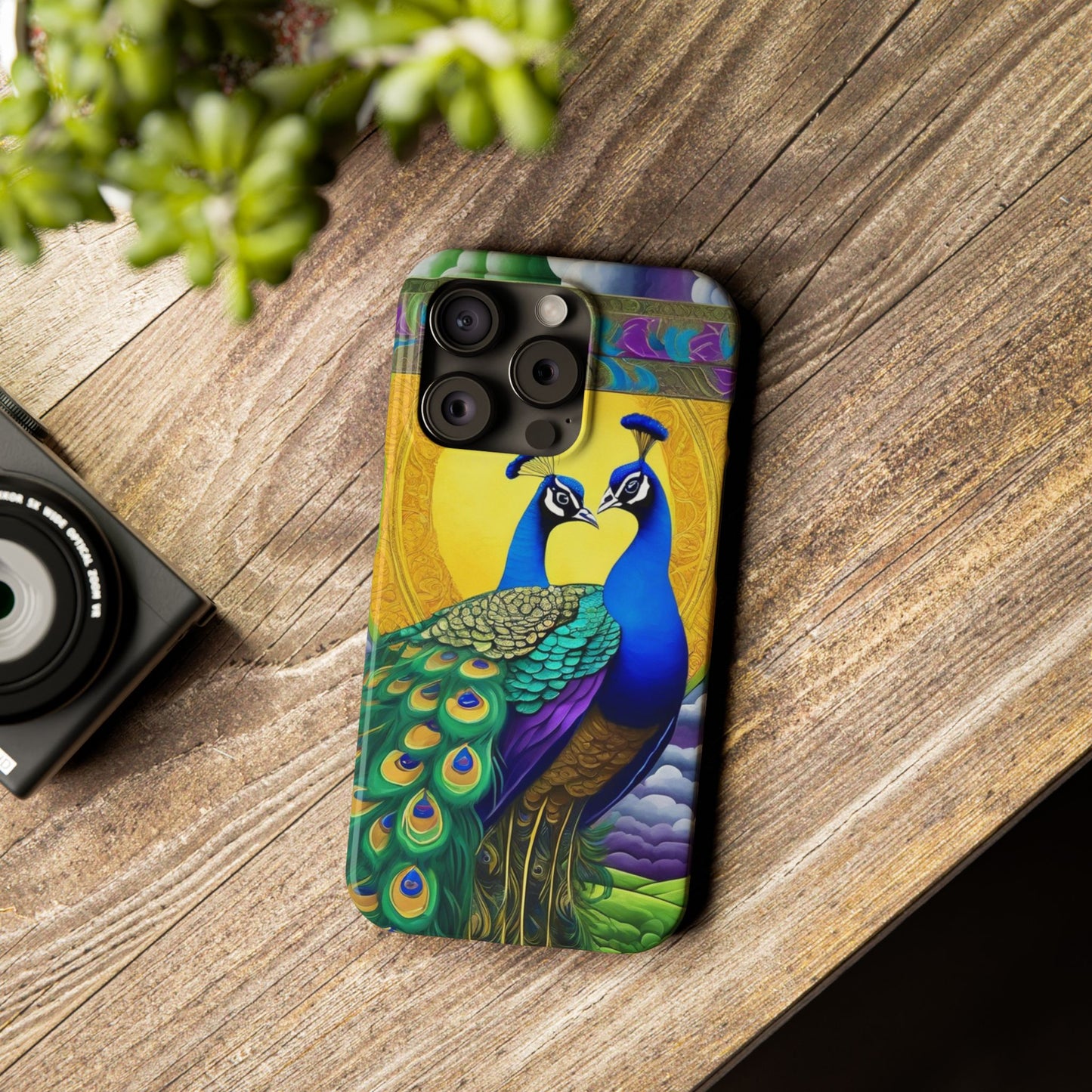 Beautiful Peacocks Slim Phone Case | Artloom Gallery