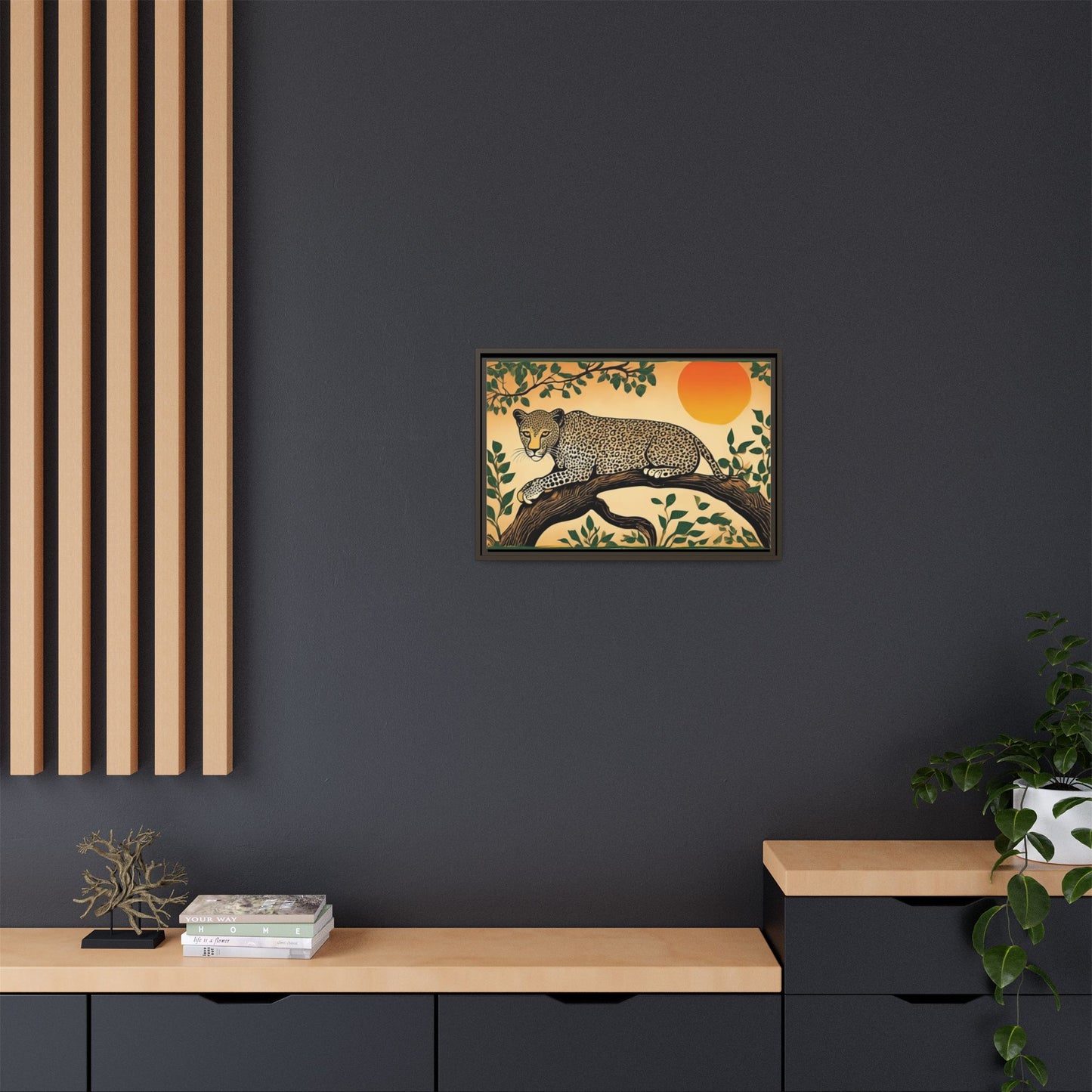 Cheetah in the Trees – Wooden Frame Canvas Print | Artloom Gallery