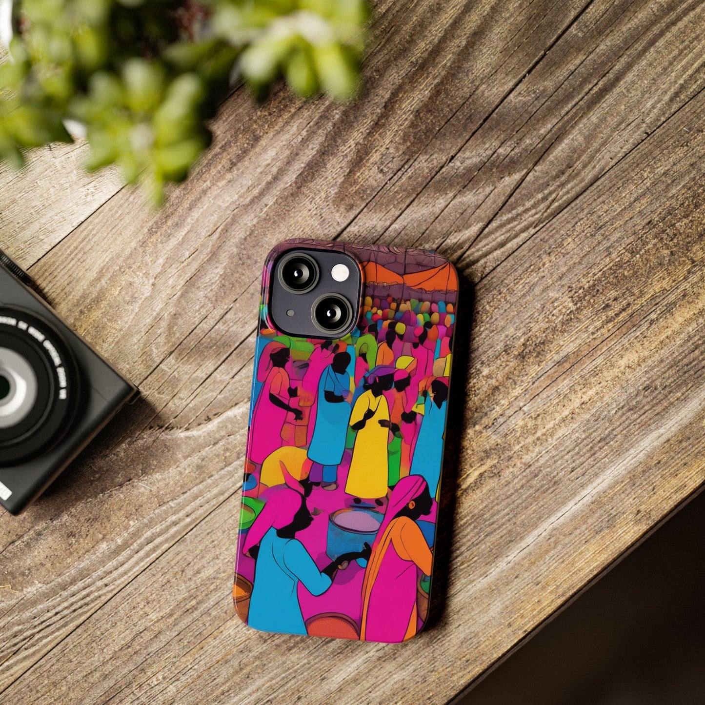 Festive Colors at the Bazaar – Bold and Vibrant Art Slim Phone Case | Artloom Gallery