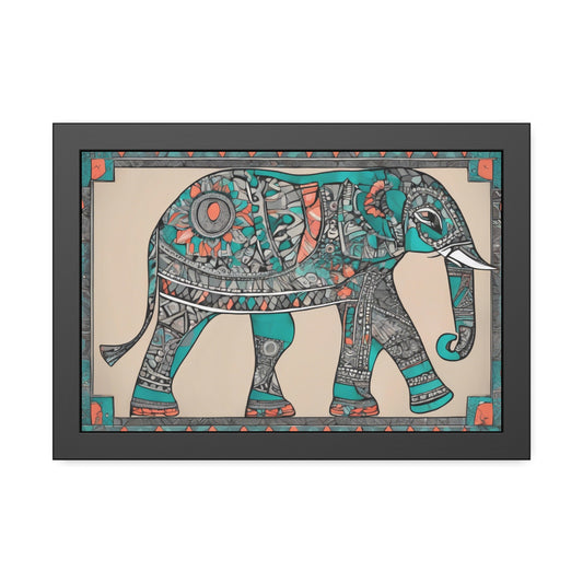 Art Deco Mandala Style Elephant - Wooden Frame Museum Quality Art Print