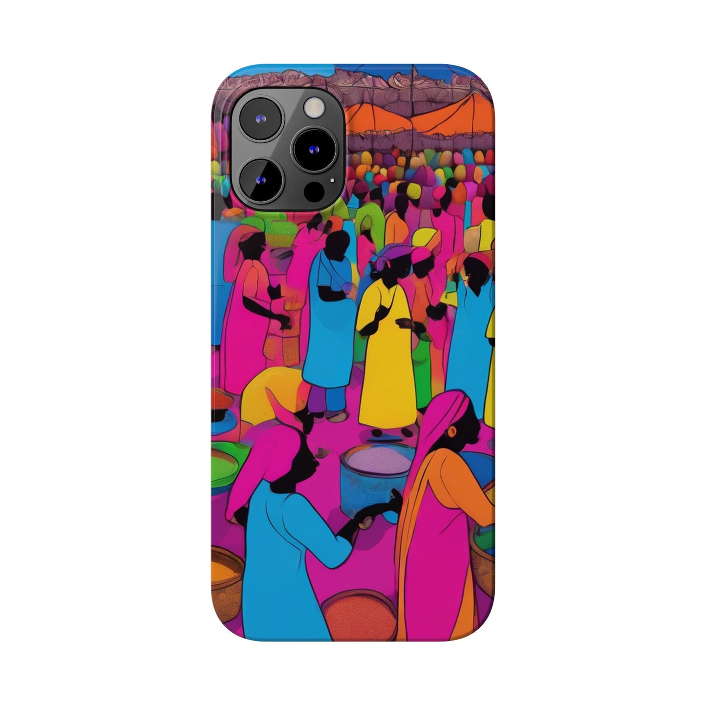 Festive Colors at the Bazaar – Bold and Vibrant Art Slim Phone Case | Artloom Gallery