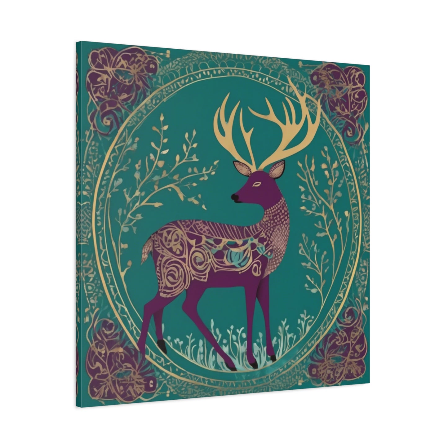 Gond Tribal Folk Art Deer Canvas Print | Artloom Gallery