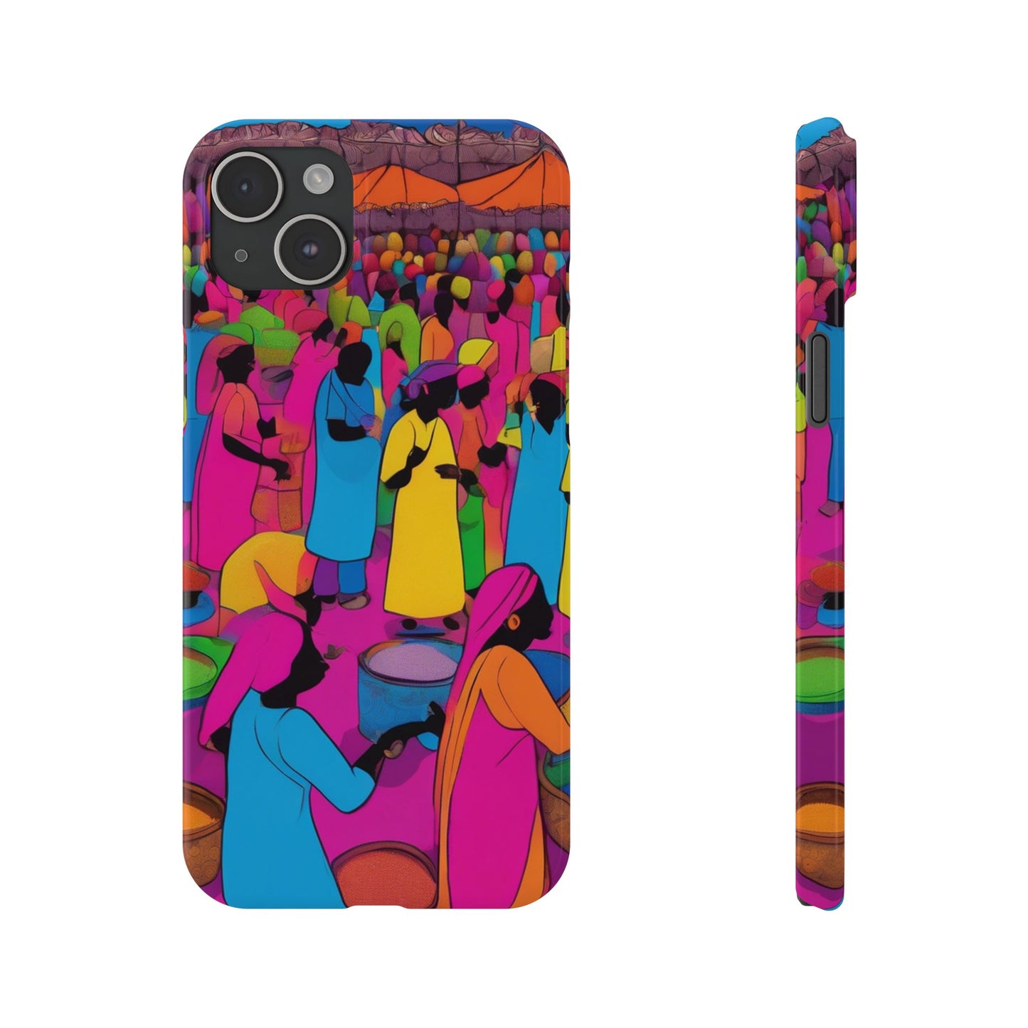 Festive Colors at the Bazaar – Bold and Vibrant Art Slim Phone Case | Artloom Gallery
