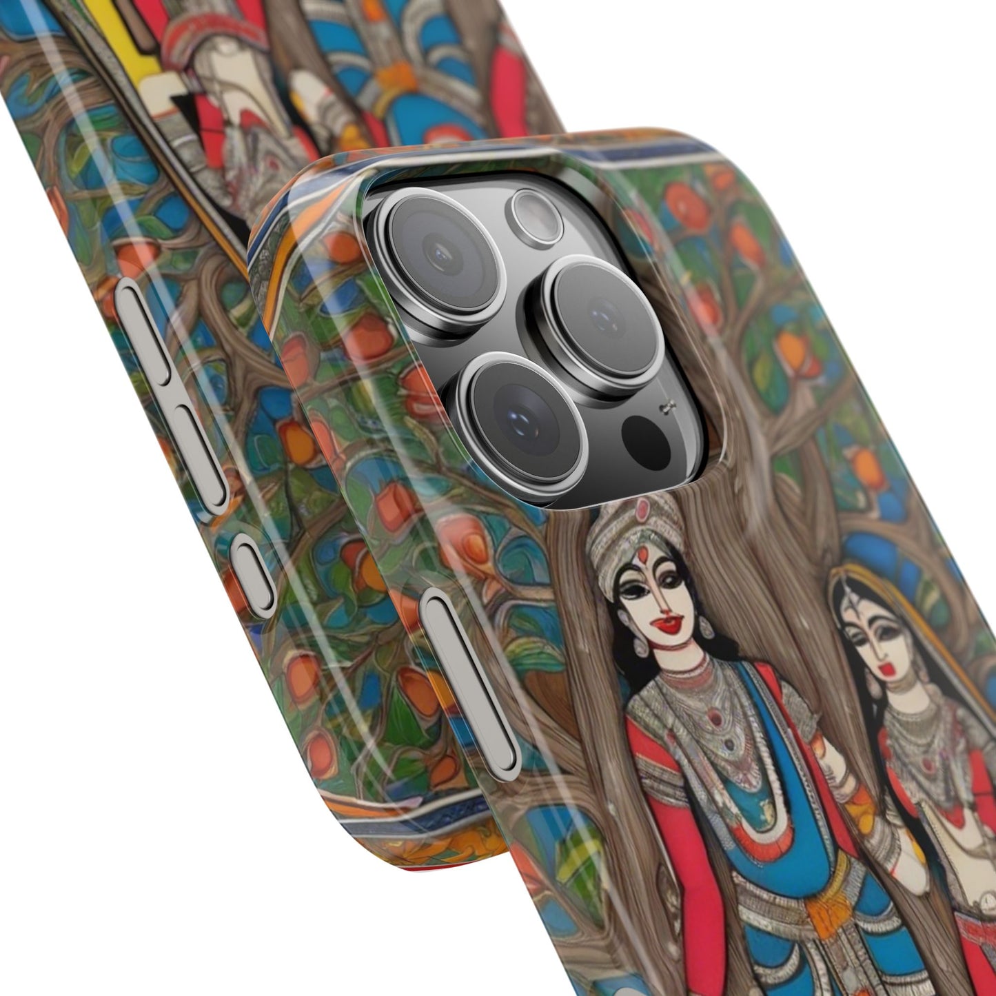 Classic Madhubani Radha Krishna Painting Night Slim Phone Case | Artloom Gallery