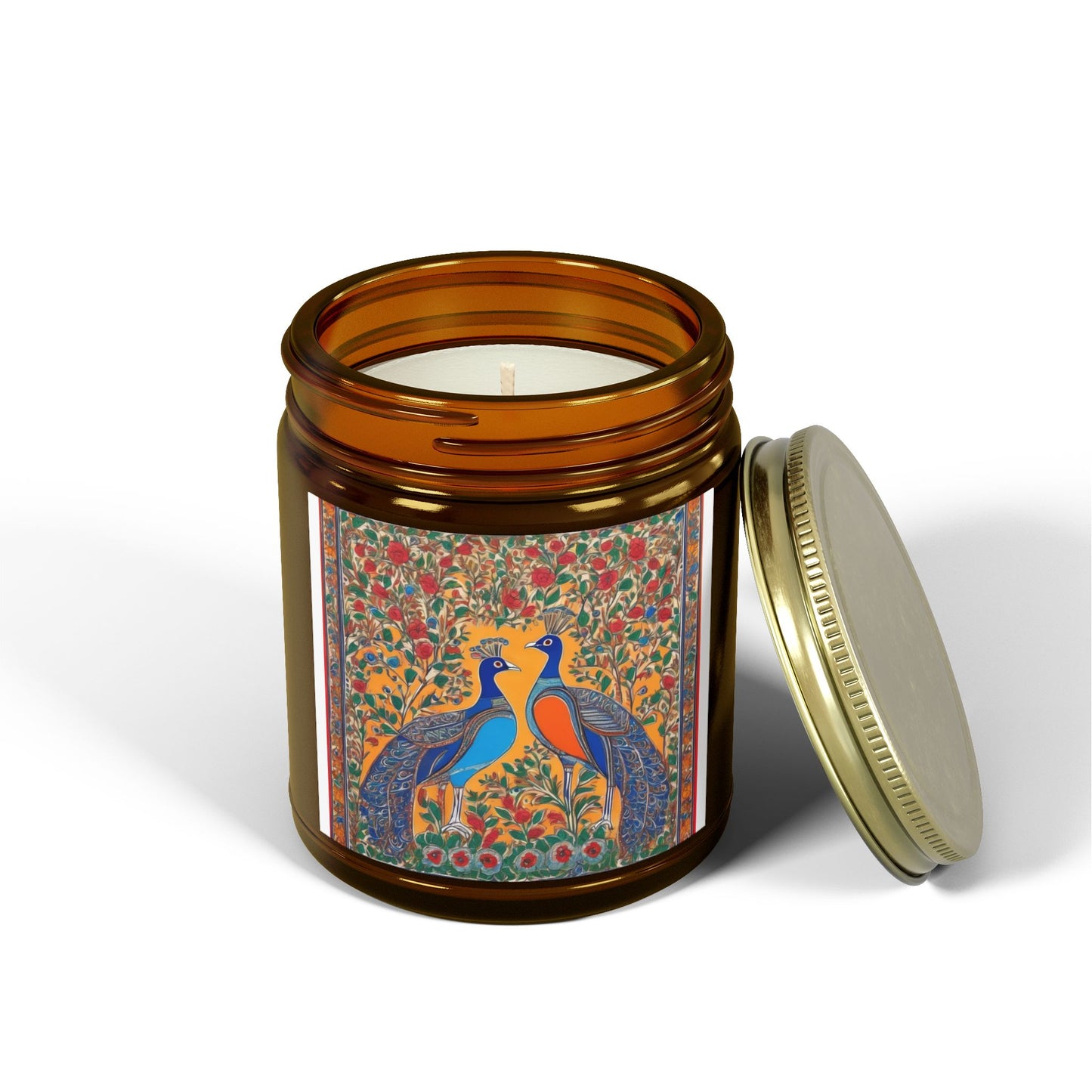 Auspicious Peacocks Scented Candle (4oz, 9oz) | Artloom Gallery