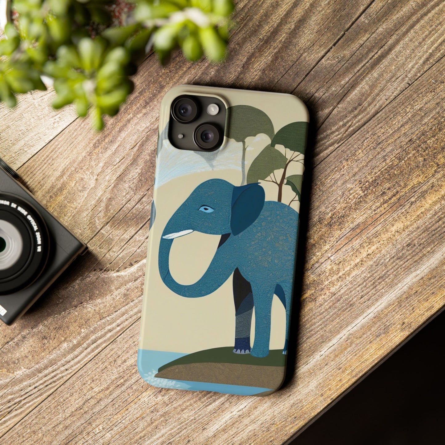 Playful Elephant Art Slim Phone Case | Artloom Gallery