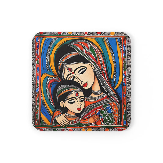 Mother & Child – Kalamkari Coaster Set (Square & Round) | Artloom Gallery